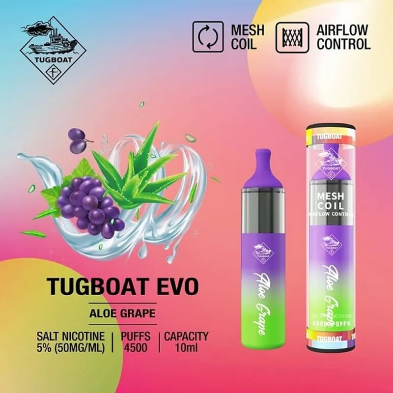 Aloe Grape- Tugboat Evo 4500 Puffs - image 1