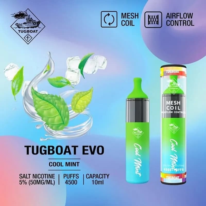 Cool Mint- Tugboat Evo 4500 Puffs - VapeSoko