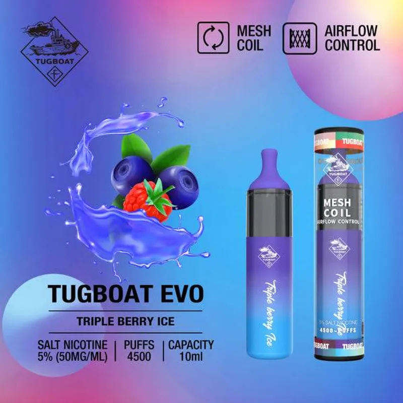 Triple Berry Ice - Tugboat Evo 4500 Puffs - image 1