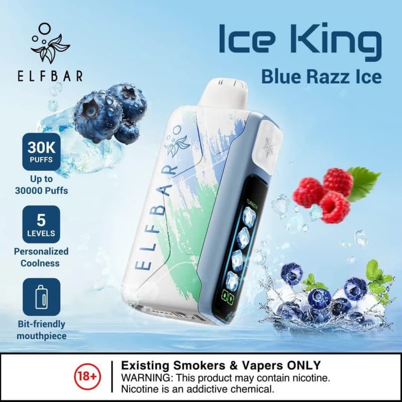 Blue Razz Ice-Elfbar Ice King 30,000 Puffs - image 1