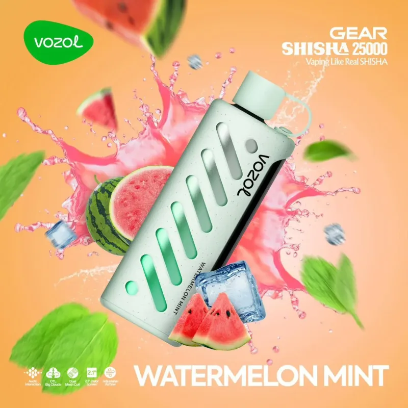 Watermelon Mint -Vozol Gear Shisha 25000 Puffs - VapeSoko