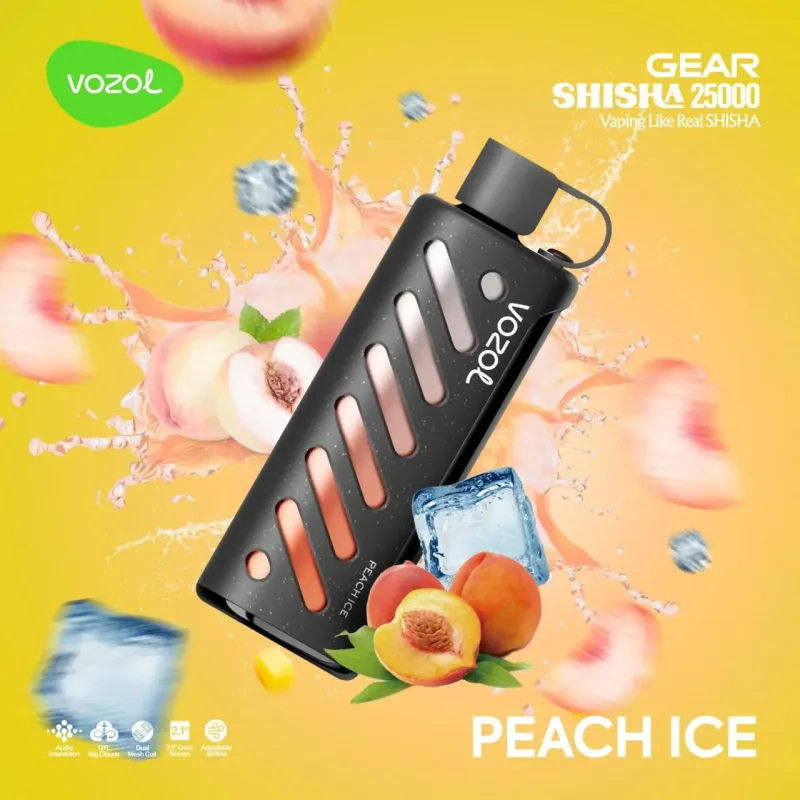 Peach Ice-Vozol Gear Shisha 25000 Puffs - VapeSoko
