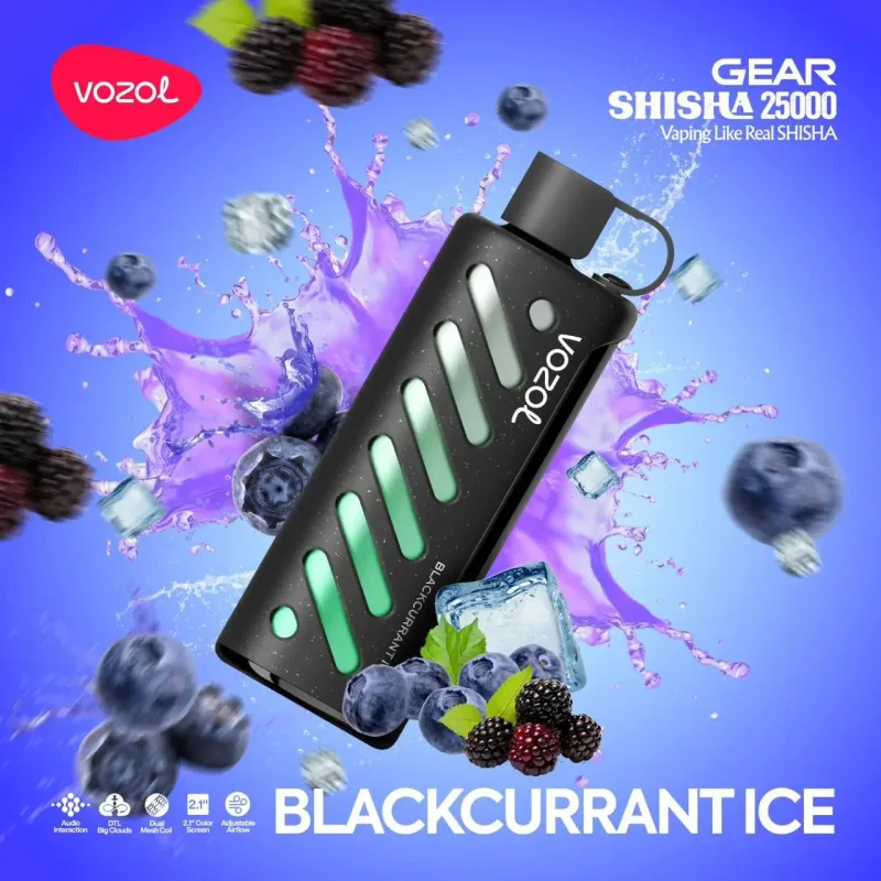 Blackcurrant Ice-Vozol Gear Shisha 25000 Puffs - VapeSoko