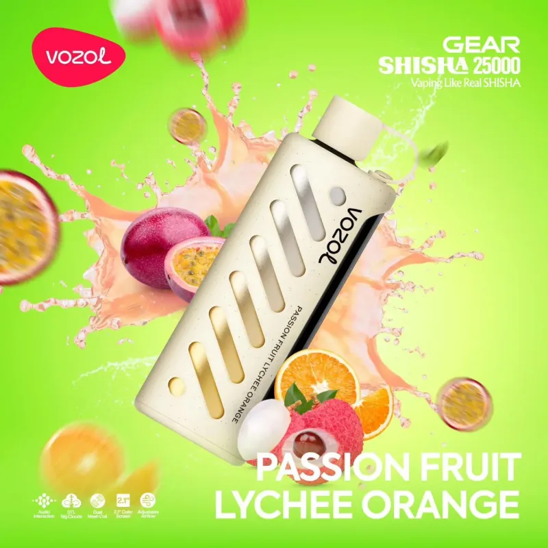 Passion Fruit Lychee Orange-Vozol Gear Shisha 25000 Puffs - VapeSoko