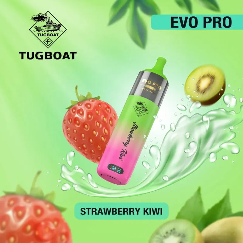 Strawberry Kiwi - Tugboat Evo Pro 15000 Puffs - VapeSoko