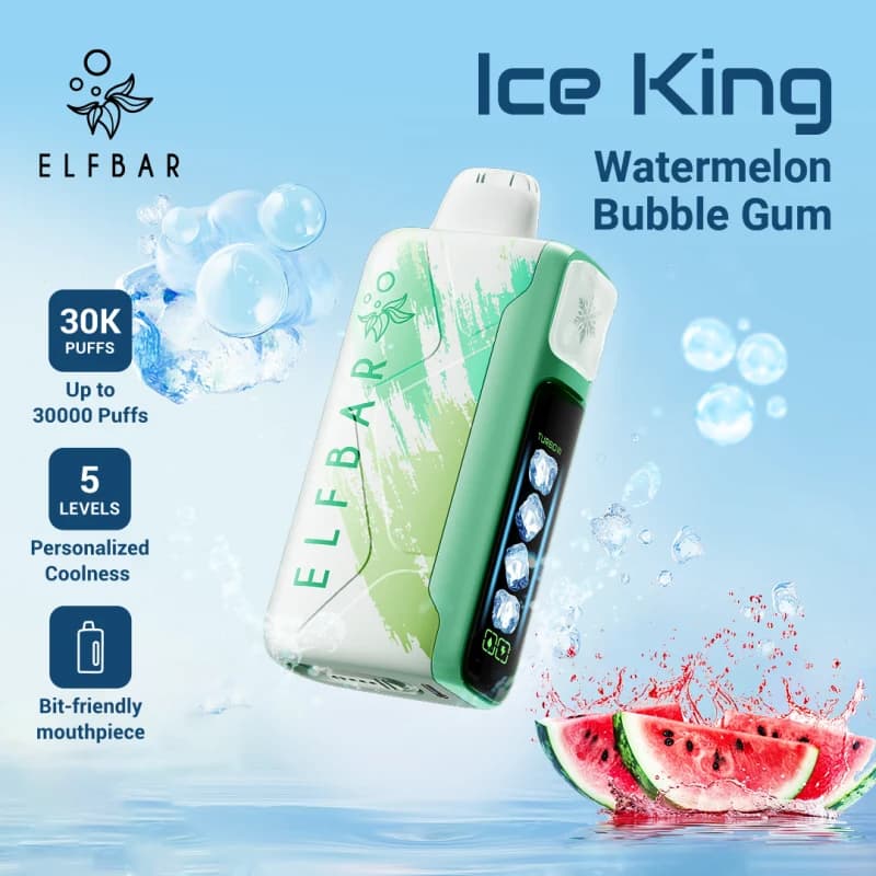 Watermelon Bubblegum-Elfbar Ice King 30,000 Puffs - image 1